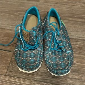 Twisted Teal and Brown Athletic Shoes